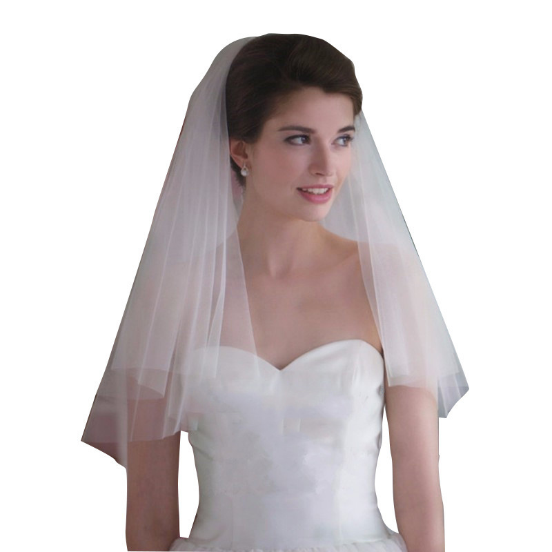 Bridal Veil Cloak European and American Short Two-layer Veil Bare Veil Metal Iron Hair Comb Simple Bridal Wedding Travel Photoshoot