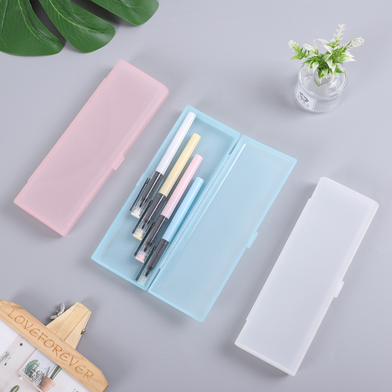 New creative stationery plastic pencil case translucent frosted stationery case Student storage pen case pencil case
