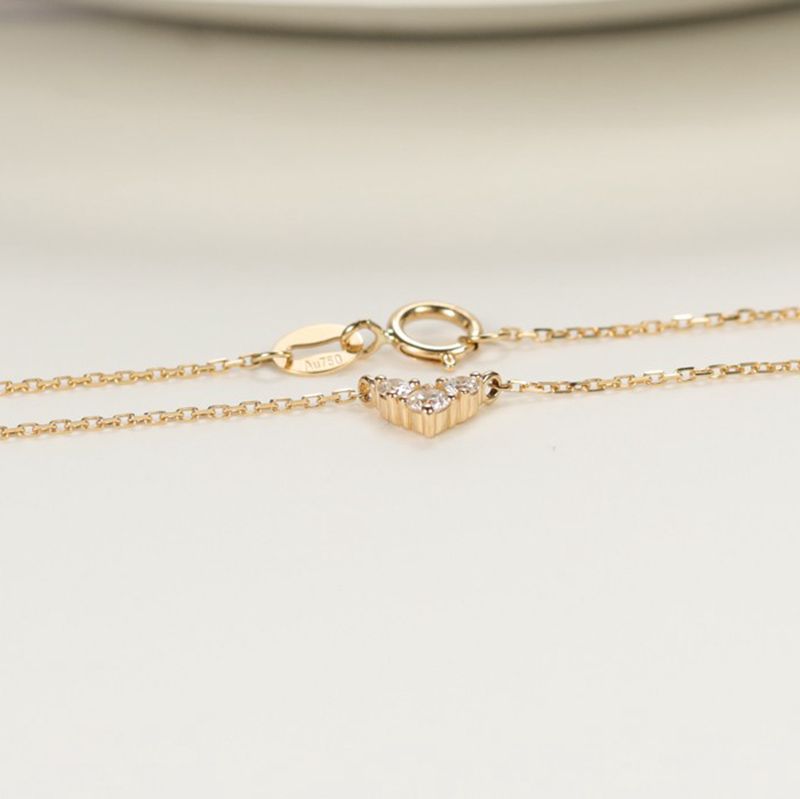 18K Gold Inlaid Natural South African Diamond Heart-Shaped Necklace for Women 12 Points Heart Heart Diamond Necklace Au750 Gold