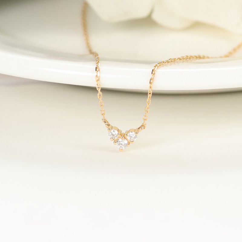 18K Gold Inlaid Natural South African Diamond Heart-Shaped Necklace for Women 12 Points Heart Heart Diamond Necklace Au750 Gold