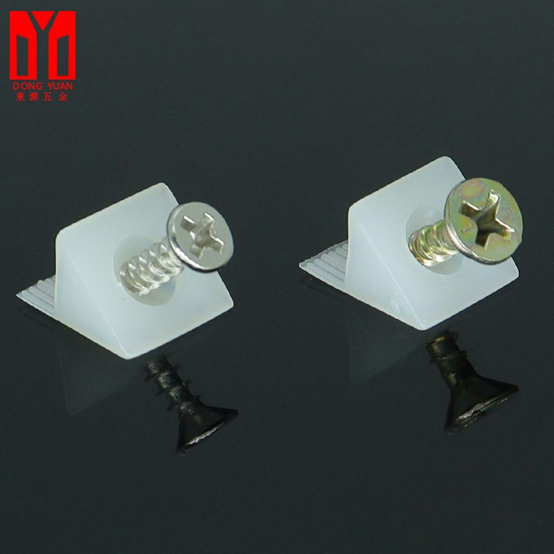 Mingsheng hardware accessories back plate buckle plastic right angle 90 degree angle code L self-tapping screw wardrobe cabinet angle code wholesale