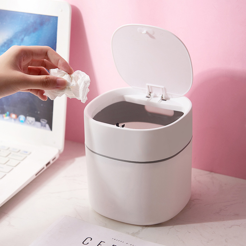 Nordic Mini Desktop Trash Bin Household Kitchen Desk Trash Bin Cover Sundries Storage Cleaning Tube wish