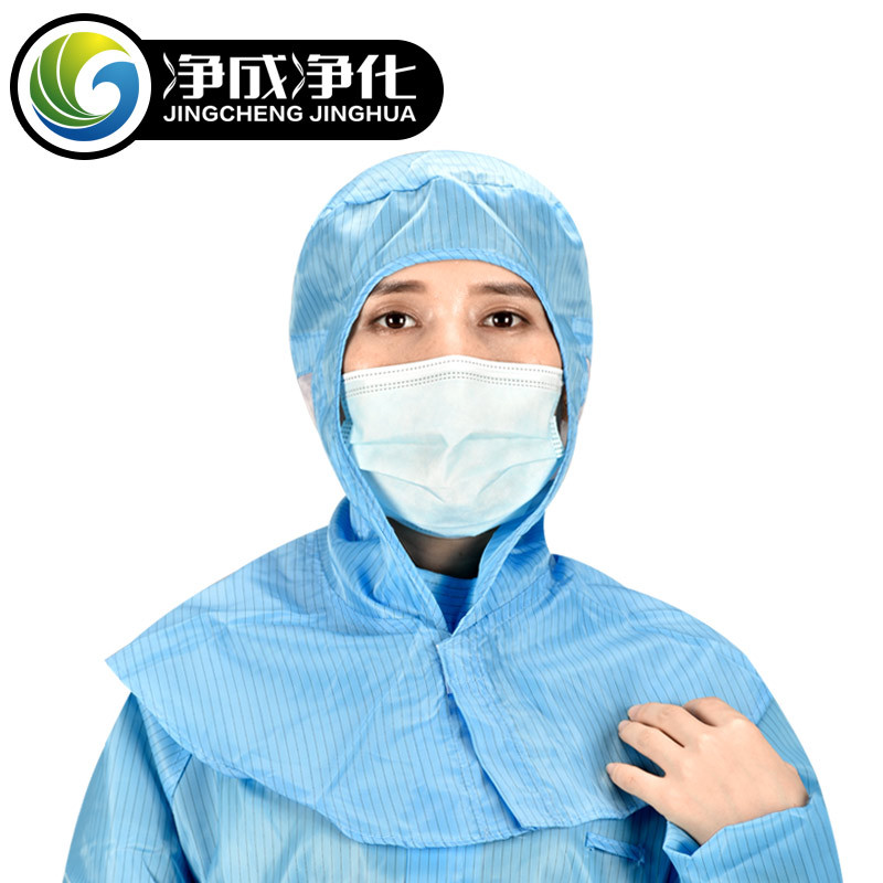 Anti-Static Shawl Hat, Dust-Free Cleanroom Electrostatic Cap, Blue and White Striped Workshop Work Dustproof Hat with Good Breathability
