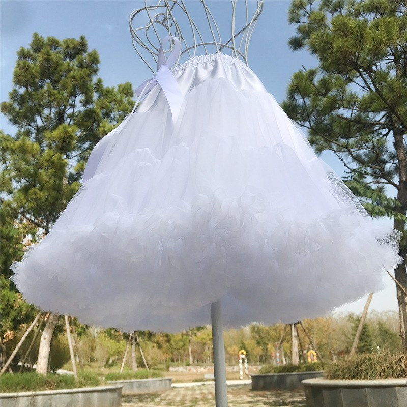 lolita lolita white gauze skirt super canopy violence soft gauze boneless petticoat half-length puffy skirt Cotton Cloud support