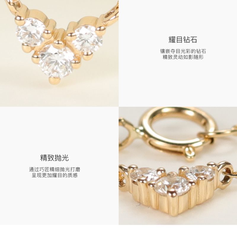 18K Gold Inlaid Natural South African Diamond Heart-Shaped Necklace for Women 12 Points Heart Heart Diamond Necklace Au750 Gold