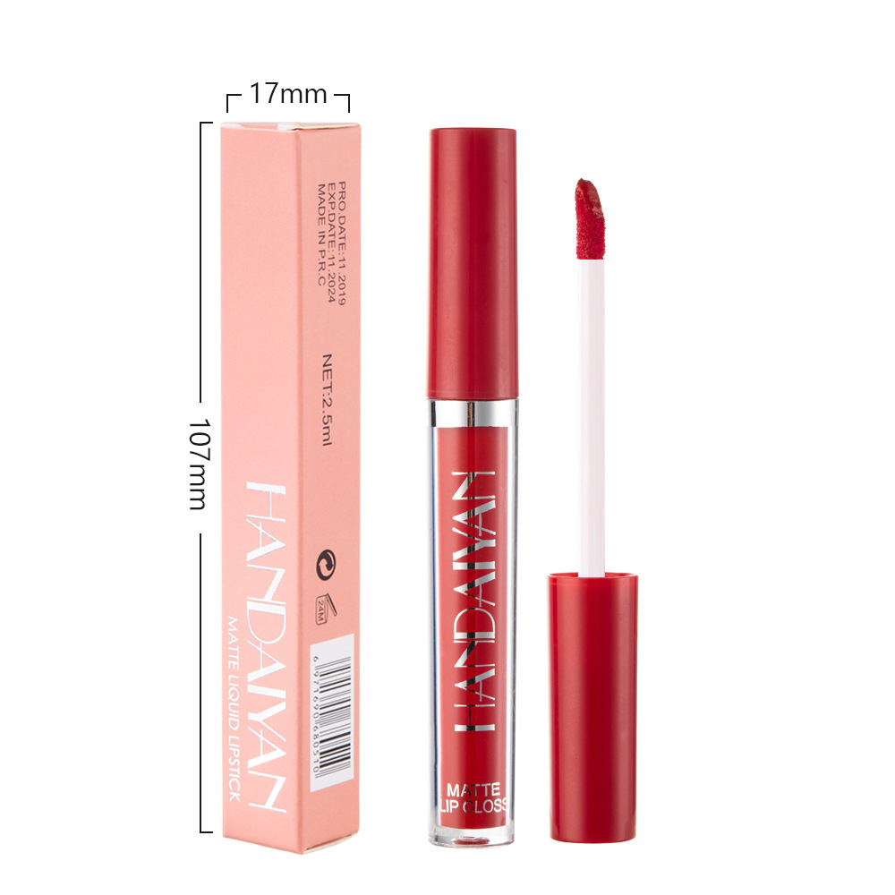 Cross-Border Makeup 12-Color Matte Lipstick Lip Glaze Handaiyan Long-Lasting Non-Stick Cup Non-Fading Lip Gloss Wholesale