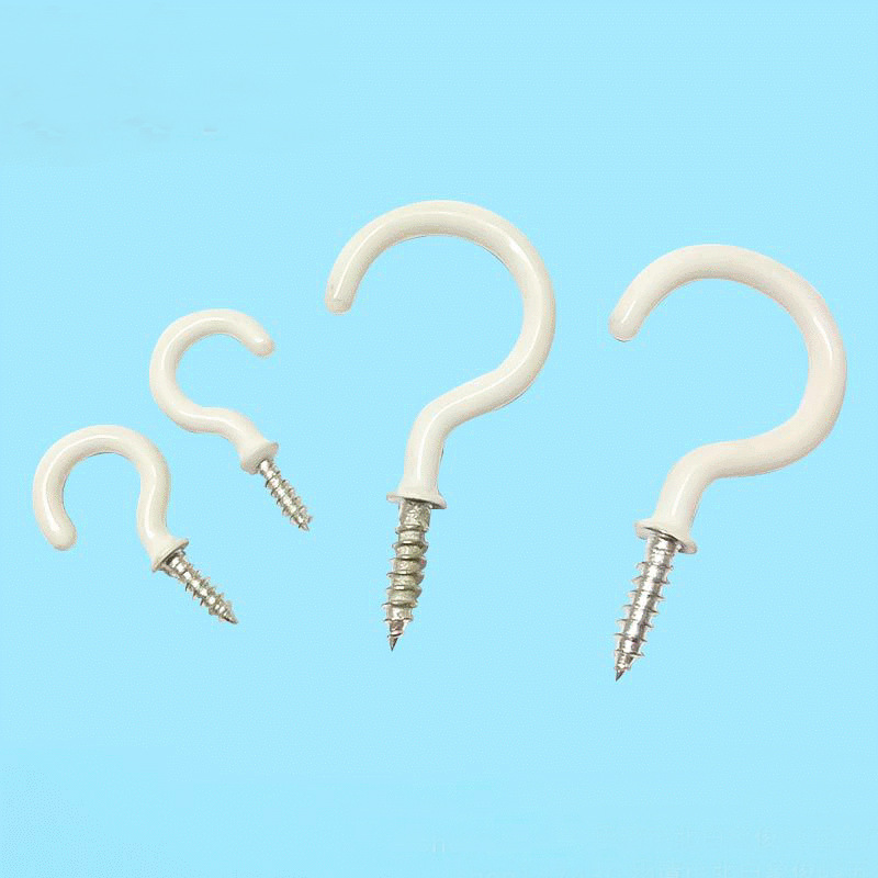 Plastic dipping cup hook color question mark hook stainless steel Open sheep eye lamp hook plastic dipping question mark hook wholesale