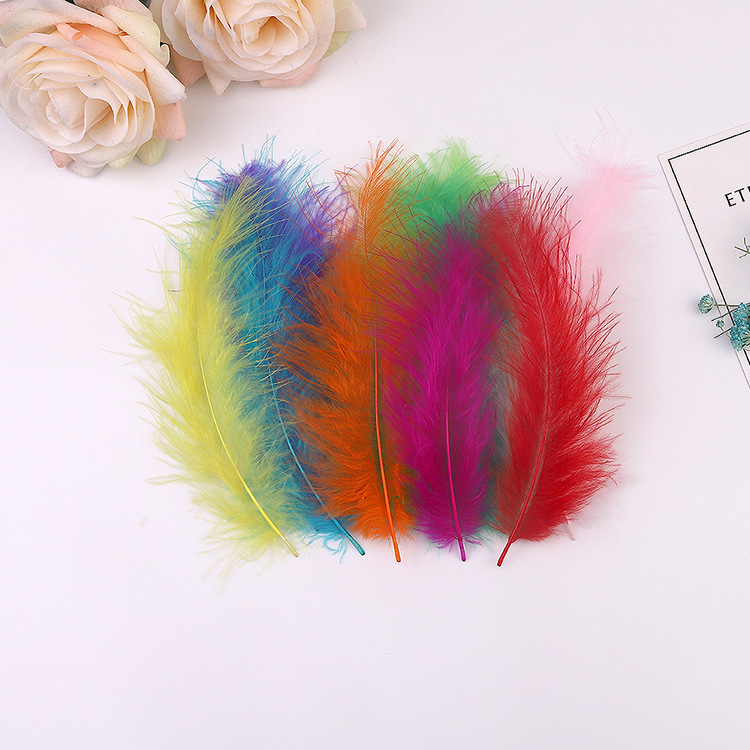 Cross-Border Wholesale Turkey Feathers Pointed Tail Velvet Feathers Colorful Feathers Dream Catcher Feathers Feather Lamp Wave Ball Feathers