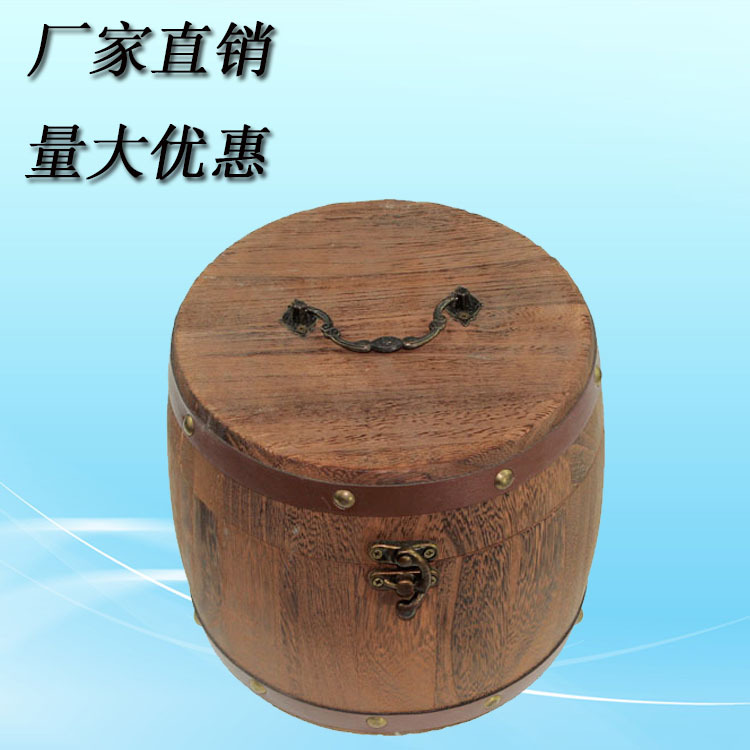 Оптовая продажа ретро деревянной бочки для чая, маленькая зеленая оранжевая бочка для чая, упаковка для чая, подарочная коробка, портативная коробка для хранения, массивное дерево