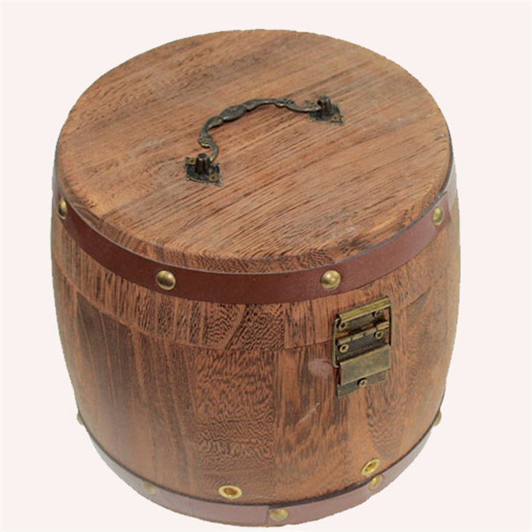 Wholesale Retro Tea Wooden Barrel Small Green Orange Tea Can Wooden Tea Packaging Gift Box Portable Storage Box Solid Wood