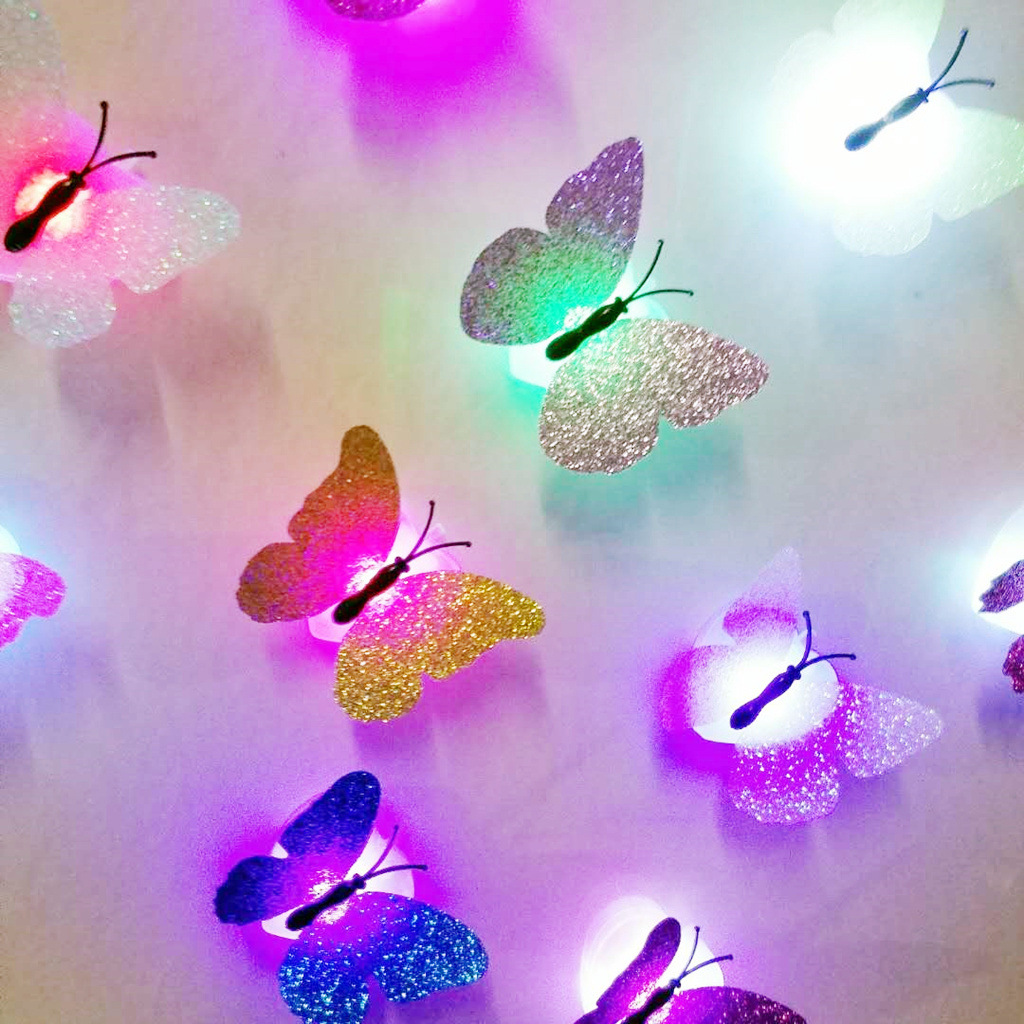 Colorful luminous butterfly night light can be pasted 3D night light luminous butterfly wall stickers manufacturers wholesale