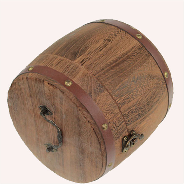 Wholesale Retro Tea Wooden Barrel Small Green Orange Tea Can Wooden Tea Packaging Gift Box Portable Storage Box Solid Wood