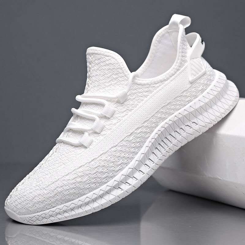 Cross-Border men's casual shoes men's fashionable all-matching sneaker men's shoes flying woven breathable mesh cloth shoes factory wholesale