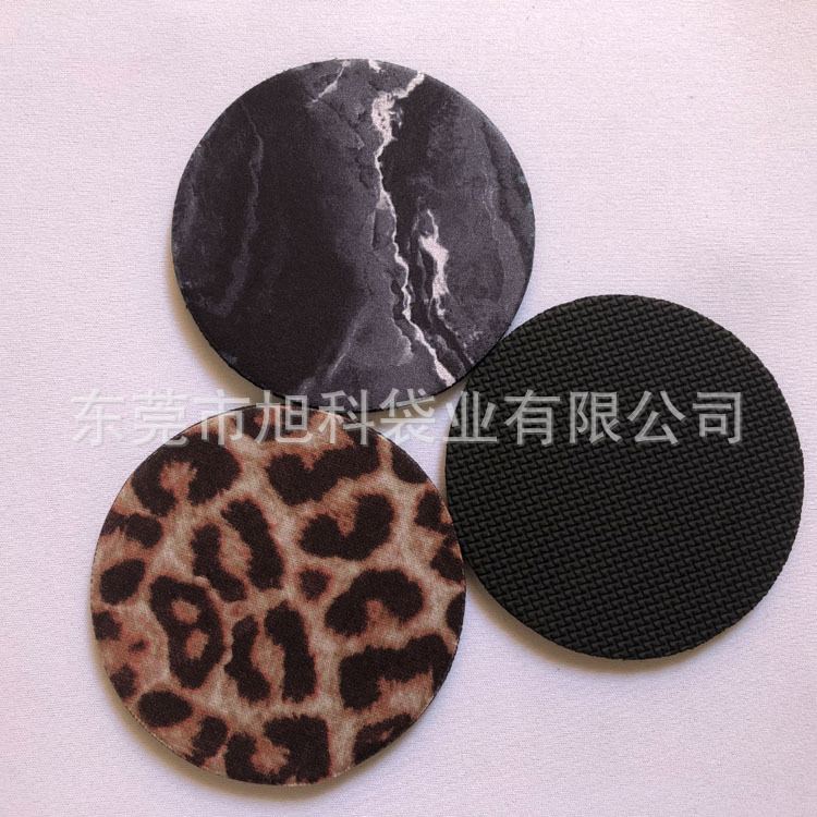 Factory supply diving material Car coaster fashion convenient coffee coaster multicolor pattern back embossing