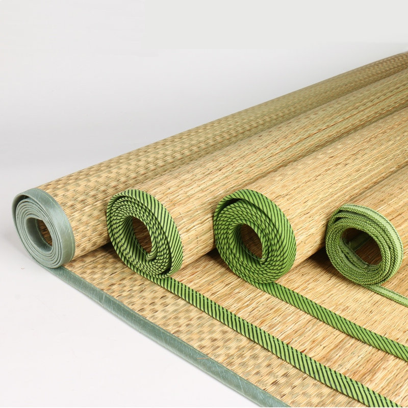 Ordinary calendered straw mat summer mat travel single straw mat portable double-sided straw mat for students and children