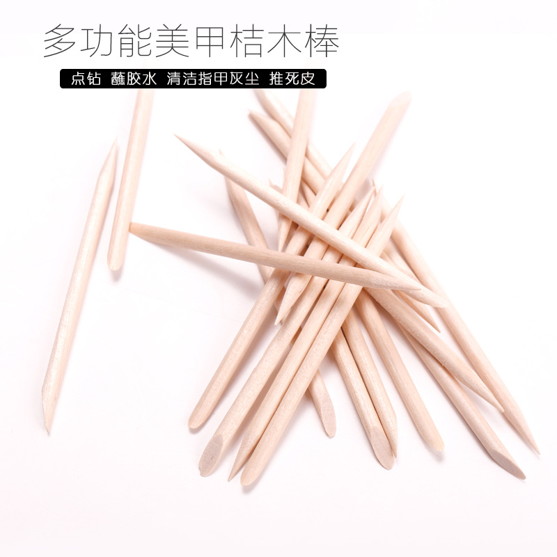 Nail drill orange stick length Series Multi-functional 100 a pack of double-headed beauty wooden label beech wood can be customized