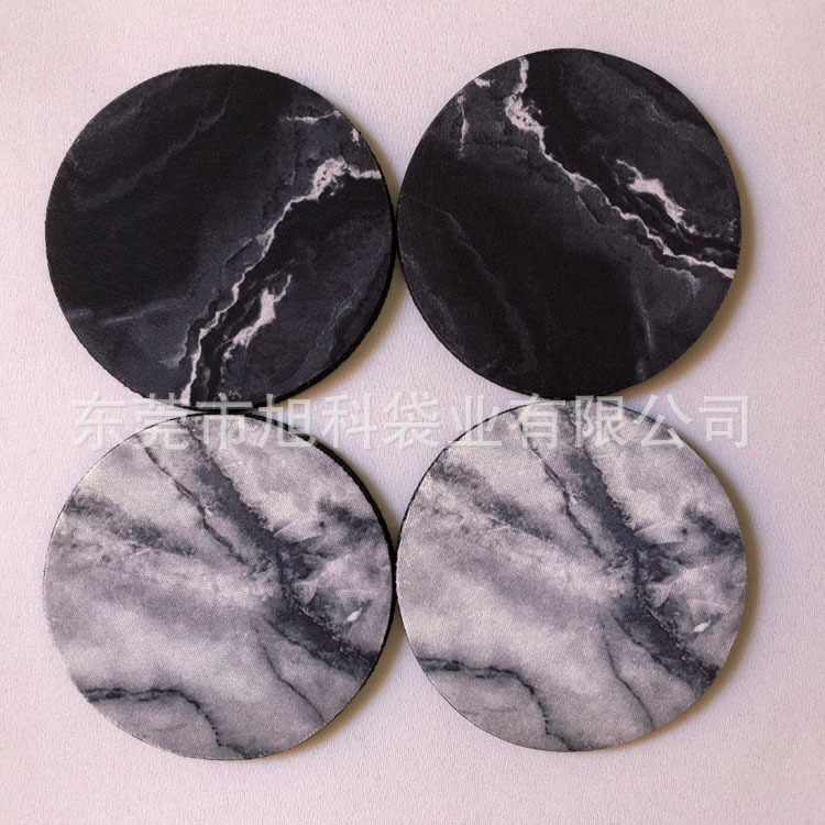 Factory supply diving material Car coaster fashion convenient coffee coaster multicolor pattern back embossing