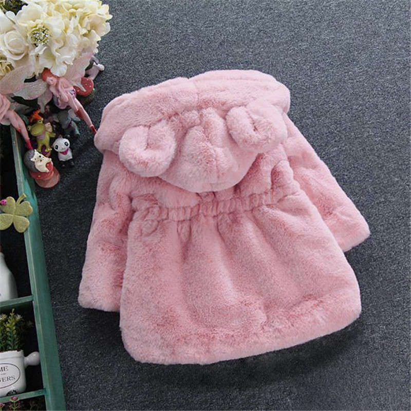Foreign trade girls autumn and winter cotton-padded clothes small and medium-sized children's rabbit ears sweater imitation fur children's winter clothes thickened cotton-padded jacket coat