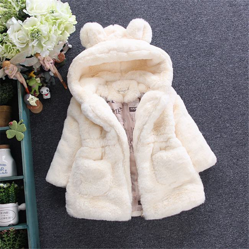 Foreign trade girls autumn and winter cotton-padded clothes small and medium-sized children's rabbit ears sweater imitation fur children's winter clothes thickened cotton-padded jacket coat