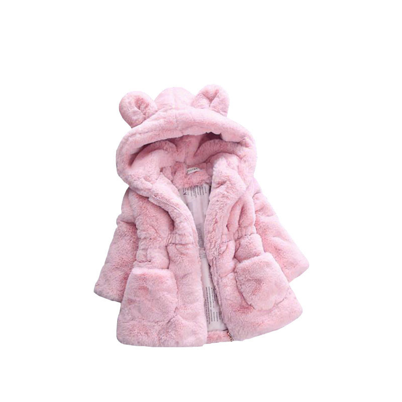 Foreign trade girls autumn and winter cotton-padded clothes small and medium-sized children's rabbit ears sweater imitation fur children's winter clothes thickened cotton-padded jacket coat