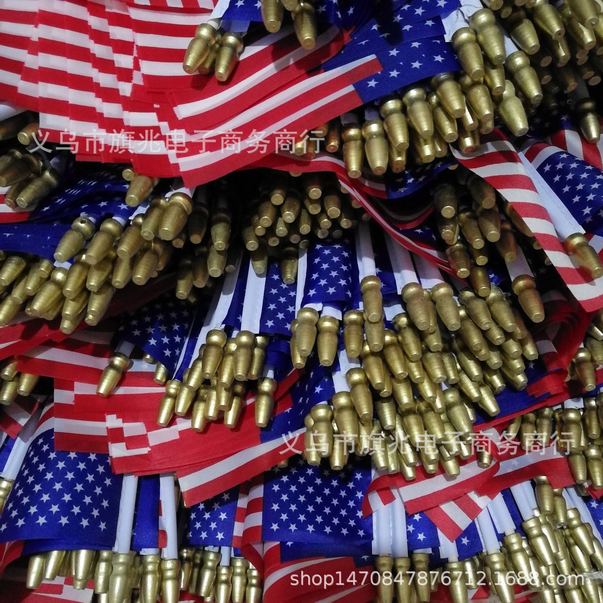 American Flag Flag Wooden Pointed Wooden Pole Polyester Double-Sided Printing High-End Wooden Hand-Waving Flag Factory Direct Sale