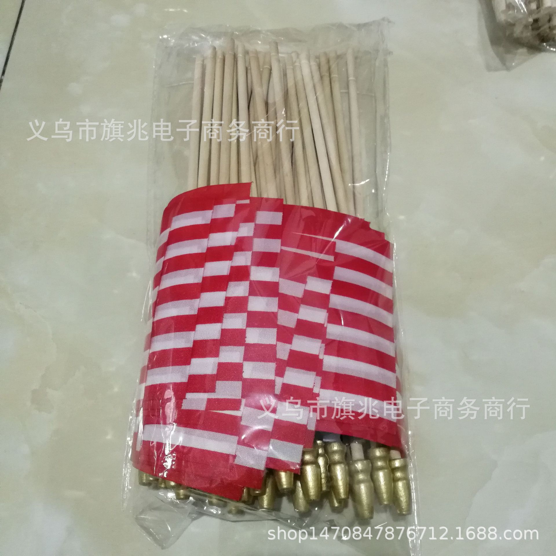 American Flag Flag Wooden Pointed Wooden Pole Polyester Double-Sided Printing High-End Wooden Hand-Waving Flag Factory Direct Sale