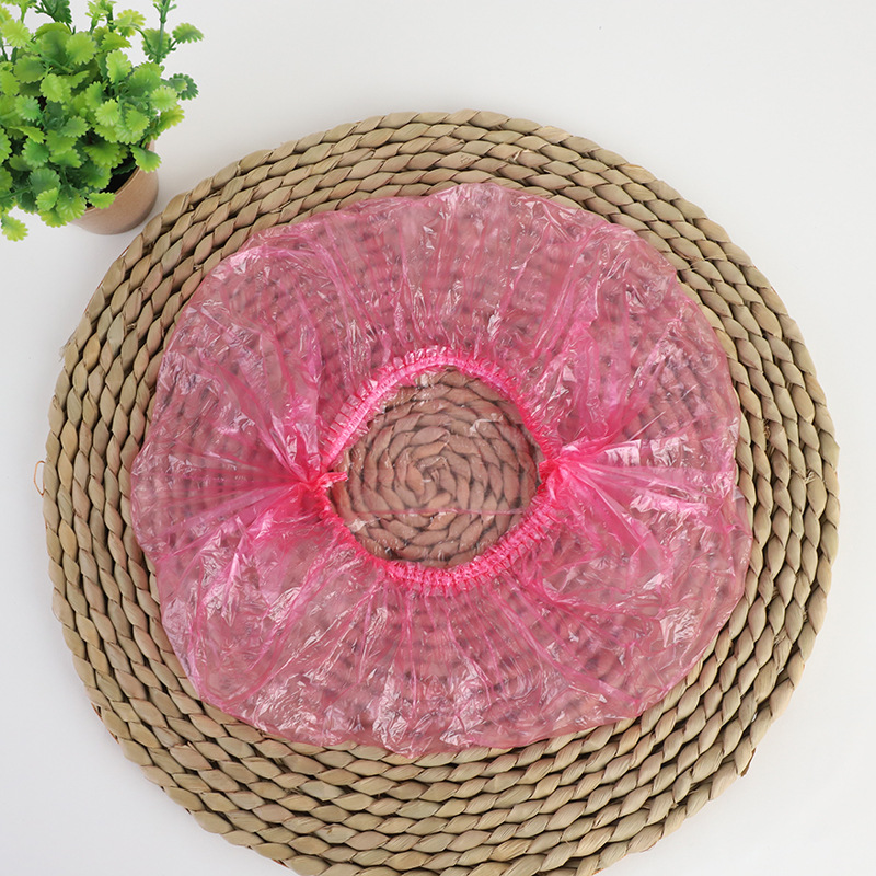 Disposable shower cap hotel transparent plastic strip waterproof increase thick beauty salon cap 100 Pack