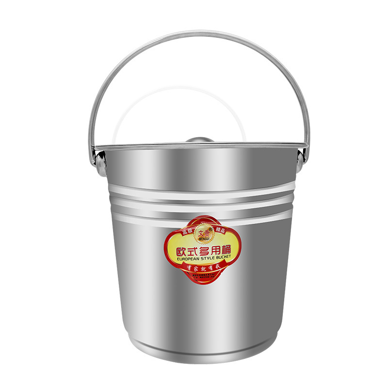 Wengui Water Bucket with Lid Stainless Steel Extra-thick Non-magnetic Water Bucket Household Large Capacity Water Bucket Kitchen Bucket Ice Bucket