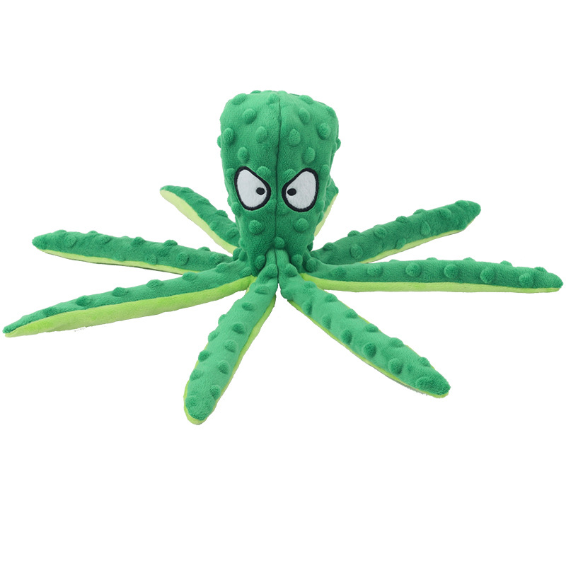 New Pet Plush Toy Octopus Leather Shell Dog Educational Bite Resistant Sound Toy Octopus Cat and Dog Supplies