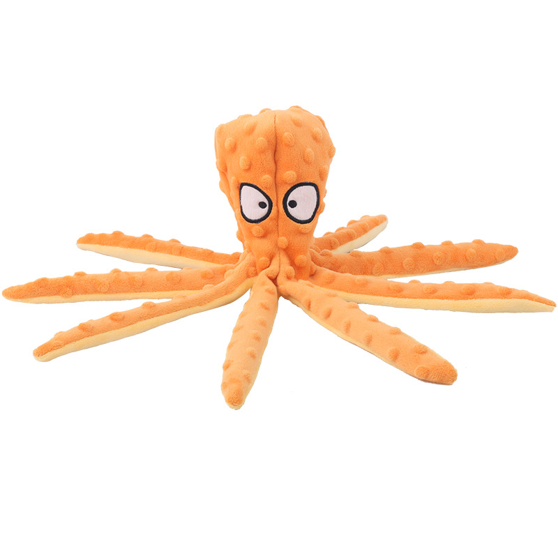 New Pet Plush Toy Octopus Leather Shell Dog Educational Bite Resistant Sound Toy Octopus Cat and Dog Supplies
