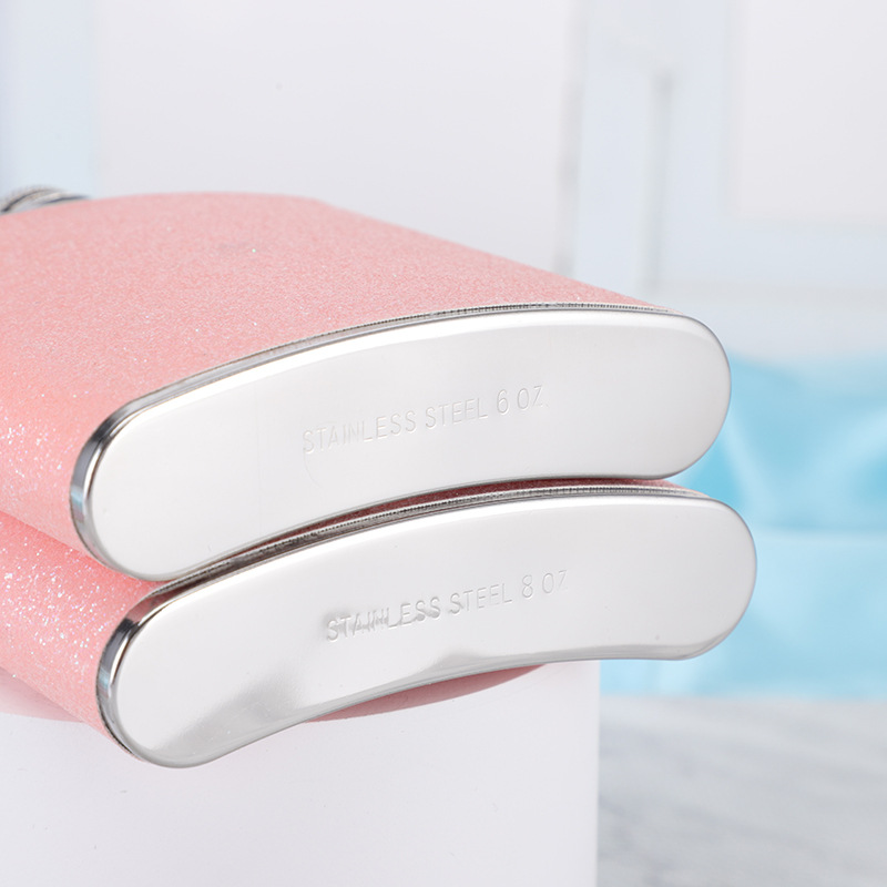 Factory wholesale portable stainless steel hip flask 8oz7oz6oz Gretel black silver pink gold gift box