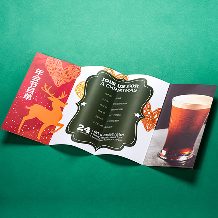 Publicity leaflet printing flyer making free design three folding page custom picture album printing single page color printing advertising color page