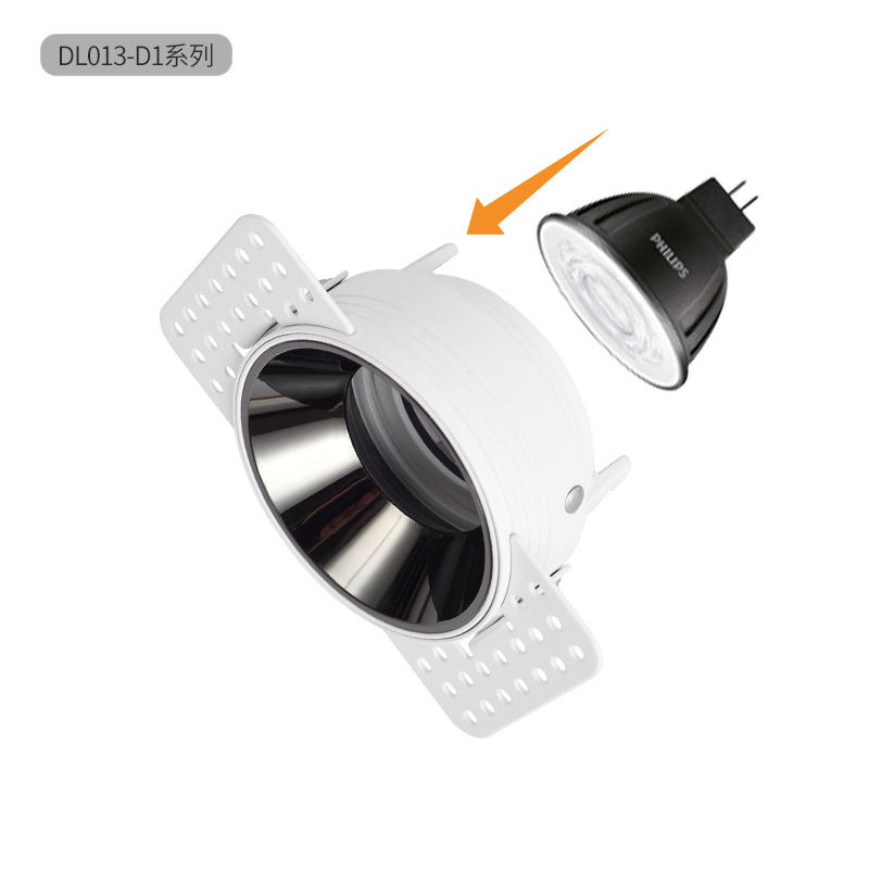 Factory Direct Sales Angle-Adjustable Borderless Gu10 Face Ring Module Lamp Cup Deep Anti-Glare Spotlight Cup Mr16 Face Ring Lampshade