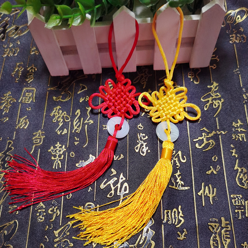 Chinese Knot Small Tassel Pendant Red Mini Chinese Bow Lanyard Tassel Wholesale Safe Six-Plate Small Chinese Knot