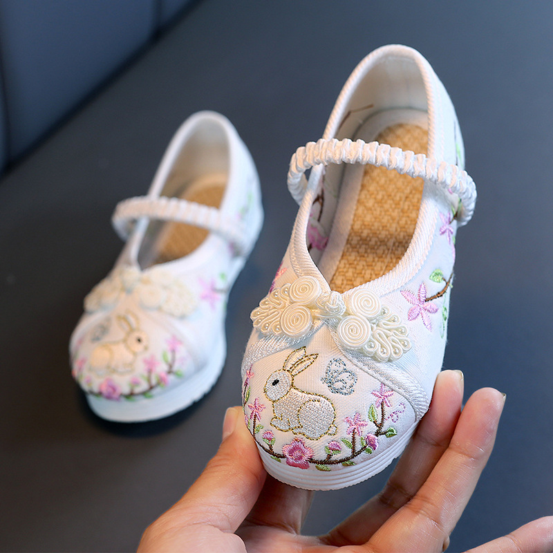 New Horse-Faced Skirt Kidsren's Shoes Kidsren's Antique Han Dynasty Shoes Chinese Style Girls Embroidered Shoes Ethnic Style Old Beijing Cloth Shoes
