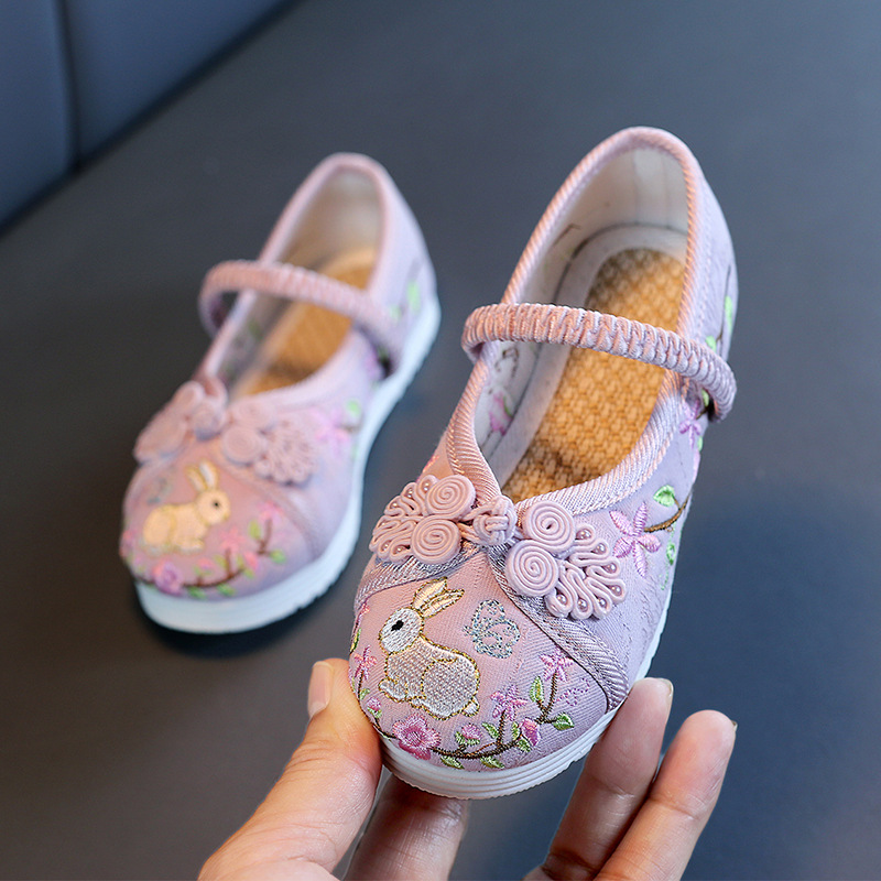 New Horse-Faced Skirt Kidsren's Shoes Kidsren's Antique Han Dynasty Shoes Chinese Style Girls Embroidered Shoes Ethnic Style Old Beijing Cloth Shoes