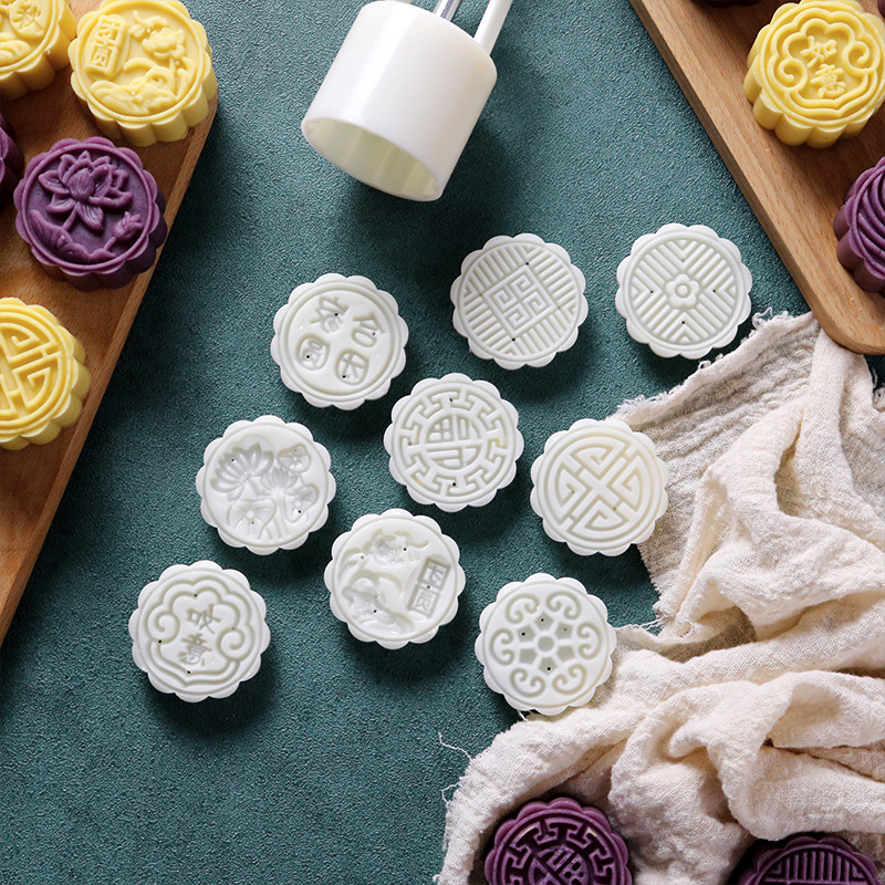 Mid-Autumn Mooncake Mold Making Model Printing Tool Ice Skin Mung Bean Pastry Hand-Pressed Non-Stick Household Mooncake Grinding Tool