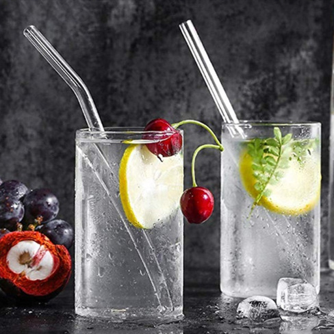 Borosilicate glass straw diameter 8mm high temperature resistant round straw borosilicate transparent elbow factory wholesale