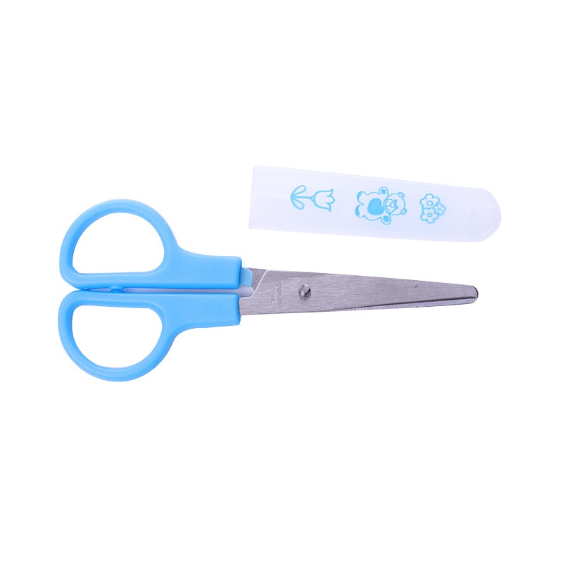 6021 Cartoon Scissors Primary School Children's Handmade Cutter Scissors with Cover for Kindergarten DIY Paper-cut Safety Stationery Wholesale