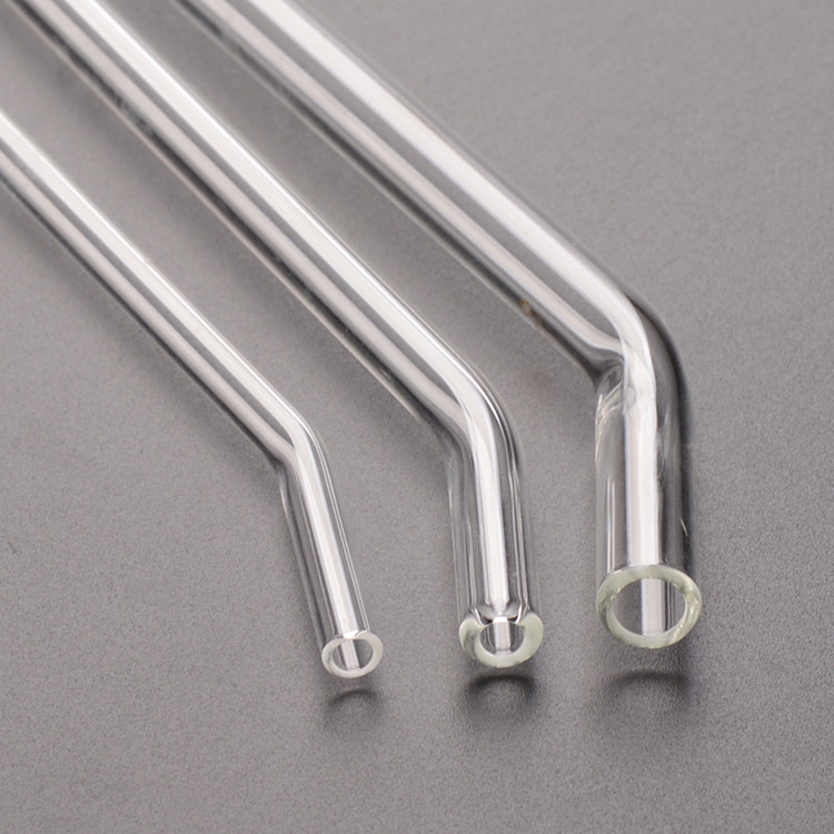 Borosilicate glass straw diameter 8mm high temperature resistant round straw borosilicate transparent elbow factory wholesale