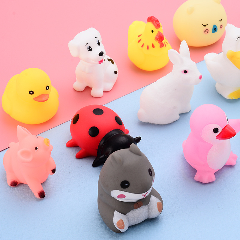 Vinyl Artificial Cartoon Small Animal Toy Pinch and Scream Baby Bath and Water Toy Kidsren's Educational Interactive Toy