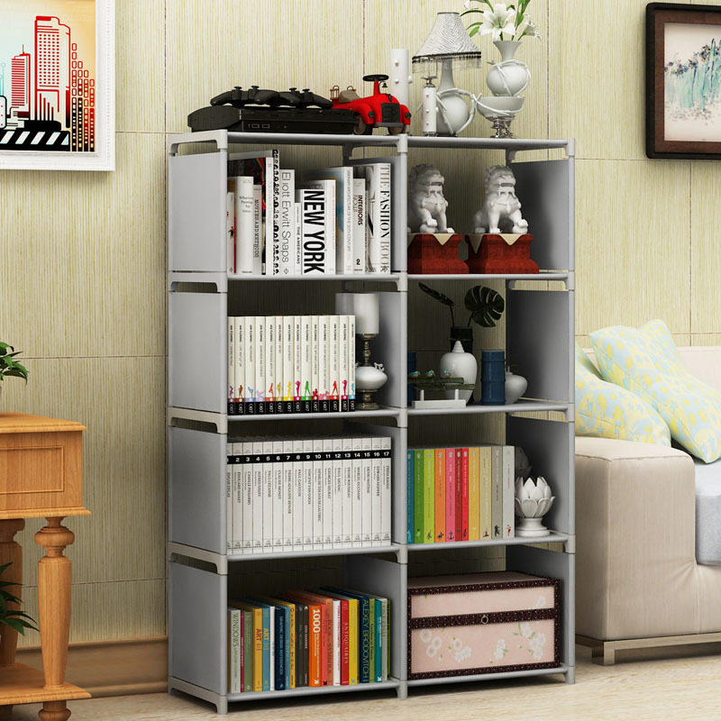 Simple Double Row Bookshelf Bookcase Storage Rack Children Student Bookcase Steel Pipe Combination Storage Bookshelf Wholesale