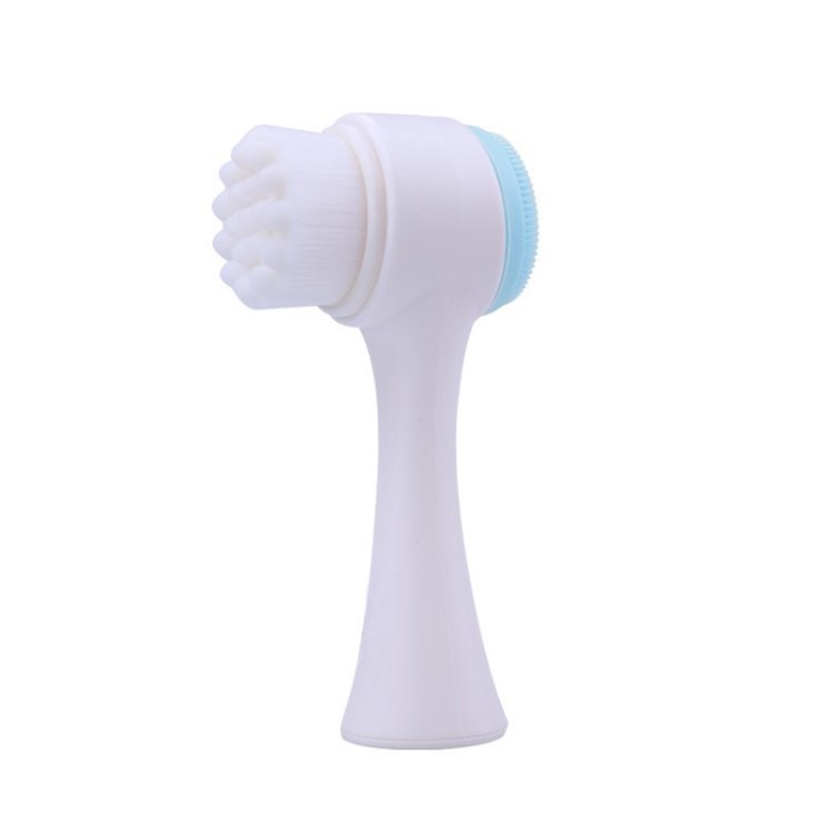 Manual Double-Sided Facial Cleansing Brush 3D Silicone Facial Cleansing Brush Soft Fiber Bristle Facial Cleansing Device Massage Brush Deep Cleaning Tool