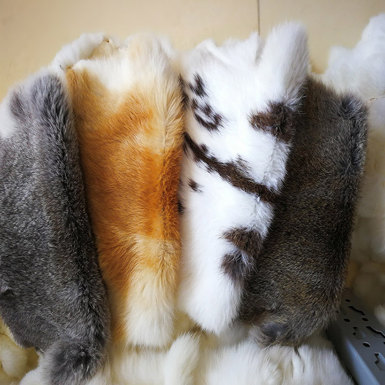 Factory Direct Sales Rabbit Skin Whole Rabbit Fur Leather Home Furnishings Car Decoration Photo Props Natural Color Rabbit Skin