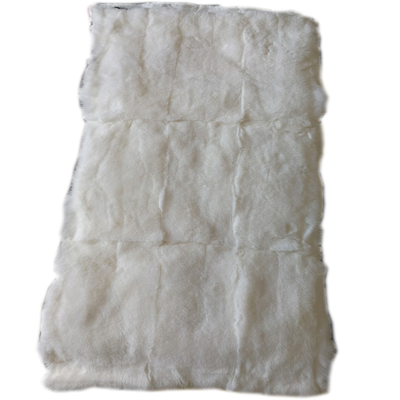 Source Factory Direct Sales White Rabbit Fur Blanket Clothing Fabric Rabbit Skin Mattress Liner