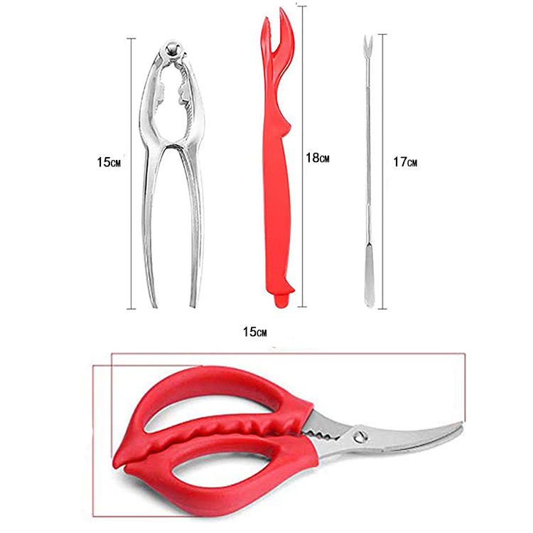 Overseas Hot-Selling Manufacturer Supplies 9-Piece Set of Shrimp and Crab Tools, Stainless Steel Crab Needles, Double Tableware with Storage Bag