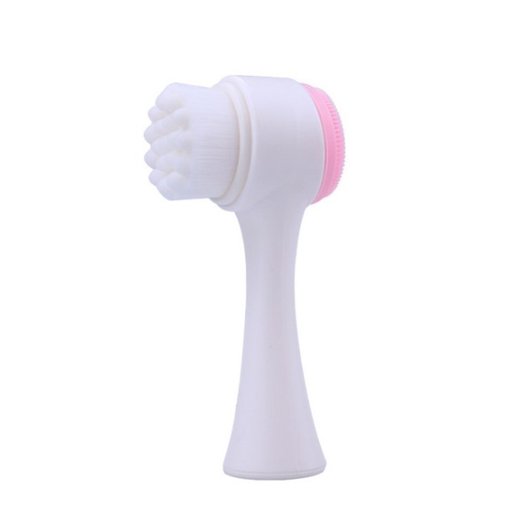 Manual Double-Sided Facial Cleansing Brush 3D Silicone Facial Cleansing Brush Soft Fiber Bristle Facial Cleansing Device Massage Brush Deep Cleaning Tool