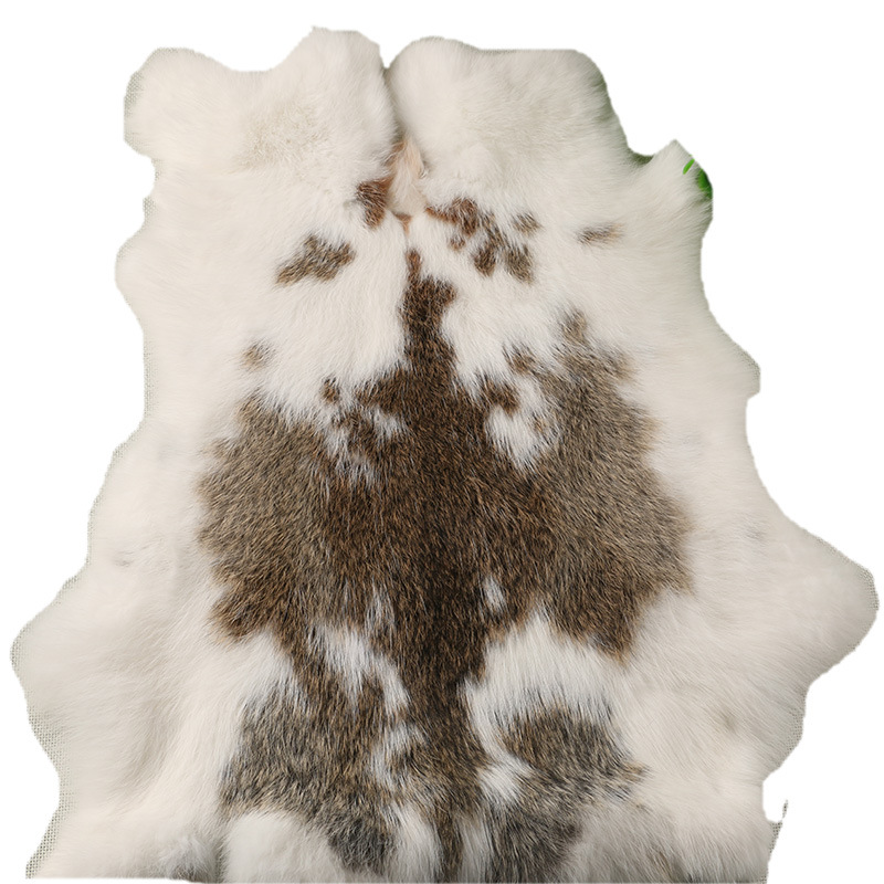 Factory Direct Sales Rabbit Skin Whole Rabbit Fur Leather Home Furnishings Car Decoration Photo Props Natural Color Rabbit Skin