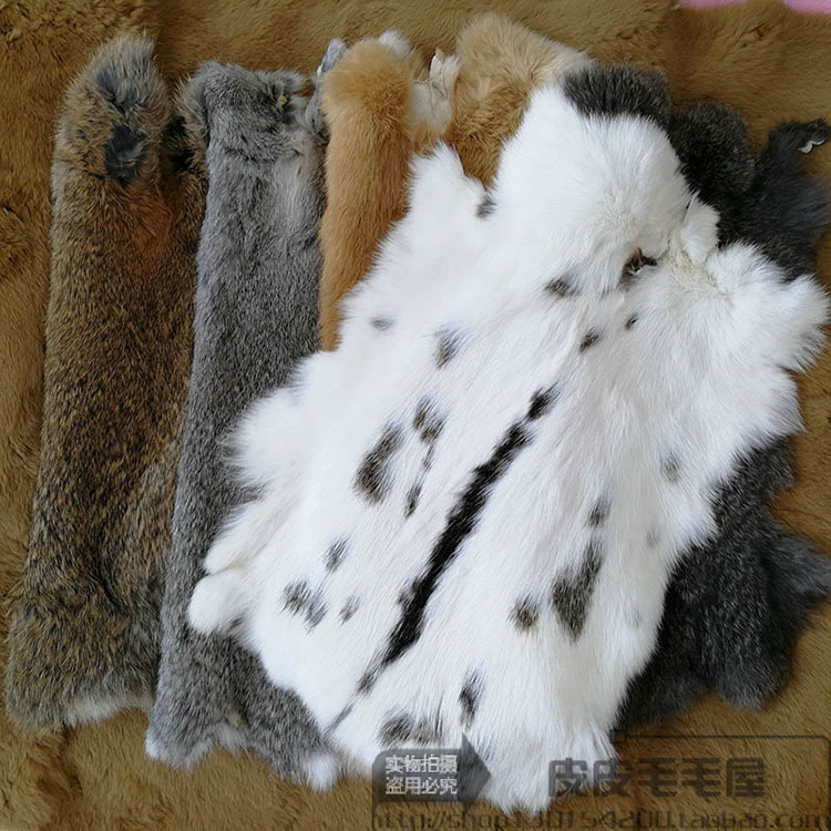 Factory Direct Sales Rabbit Skin Whole Rabbit Fur Leather Home Furnishings Car Decoration Photo Props Natural Color Rabbit Skin