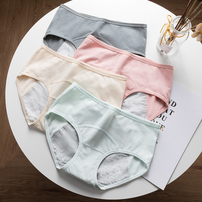 Хлопковые трусики средней талии, защитные от боковых протечек